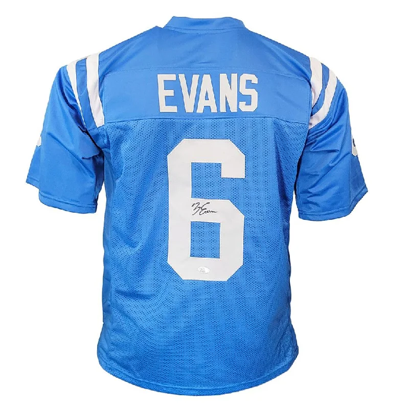 Rugby Jersey With Custom Patchwork-Zach Evans Signed Ole Miss College Light Blue Football Jersey (JSA)