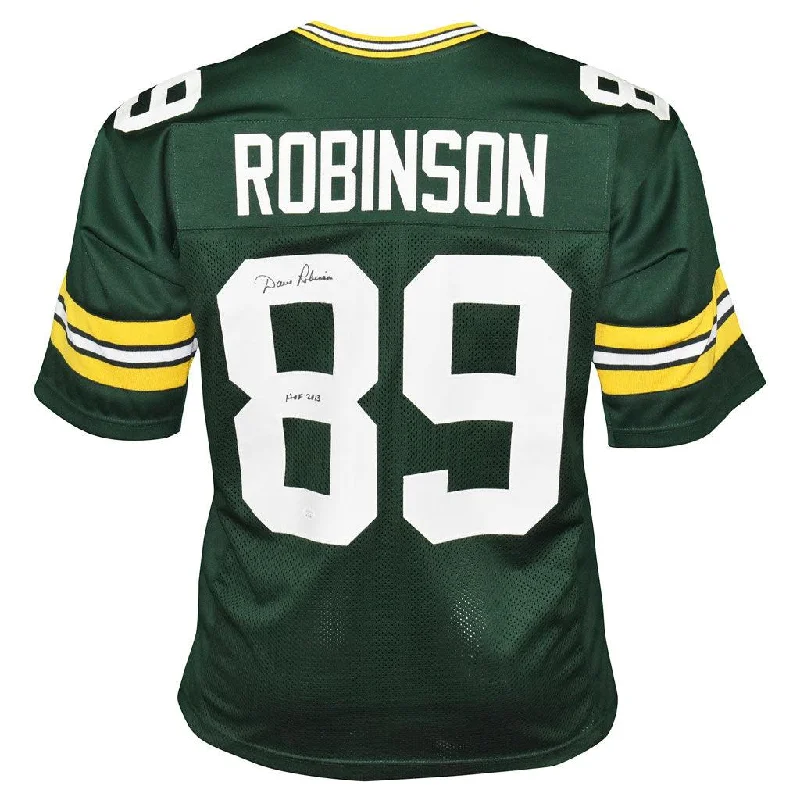 Personalized Rugby Jersey-Dave Robinson Signed HOF 2013 Inscription Green Bay Green Football Jersey (JSA)