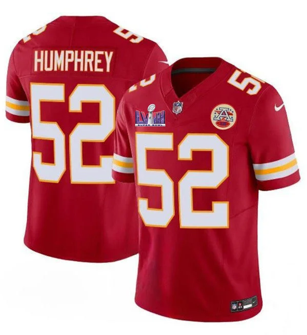 Custom Football Jersey For Local Teams-Men’s Kansas City Chiefs #52 Creed Humphrey Red 2024 F.U.S.E. Super Bowl LVIII Patch Vapor Untouchable Limited Football Stitched Jersey