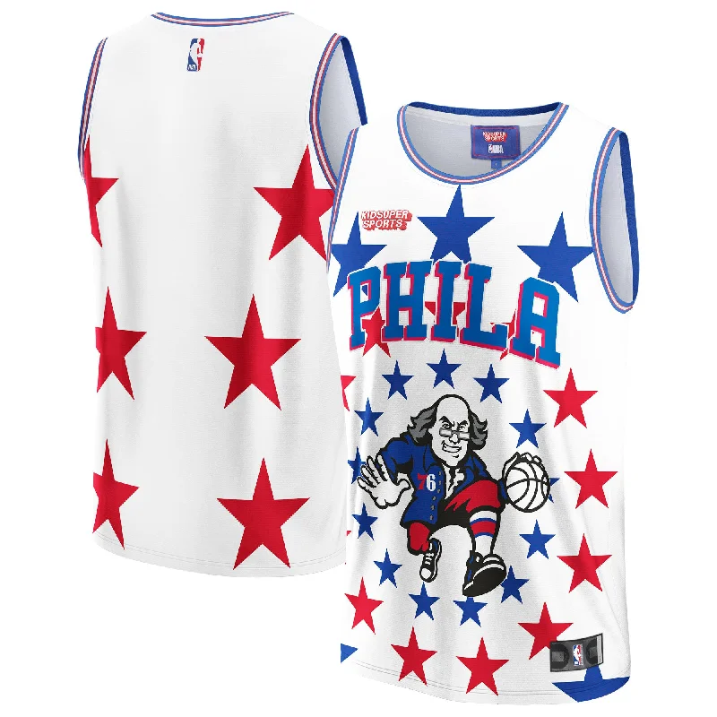 Custom Basketball Jersey-Philadelphia 76ers & Youthsuper Studios By Unisex Hometown Basketball Jersey - White