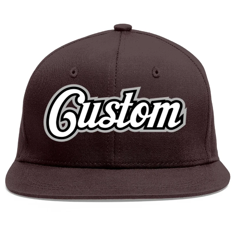 Baseball Cap For VIP Gifts-Custom Brown White-Black Flat Eaves Sport Baseball Cap