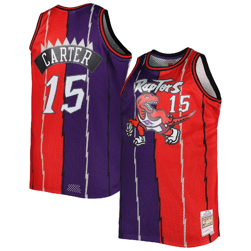 Basketball Jersey For Stylish Sportswear-Vince Carter Toronto Raptors Big & Tall Hardwood Classics 1998/99 Split Swingman Basketball Jersey - Purple/red