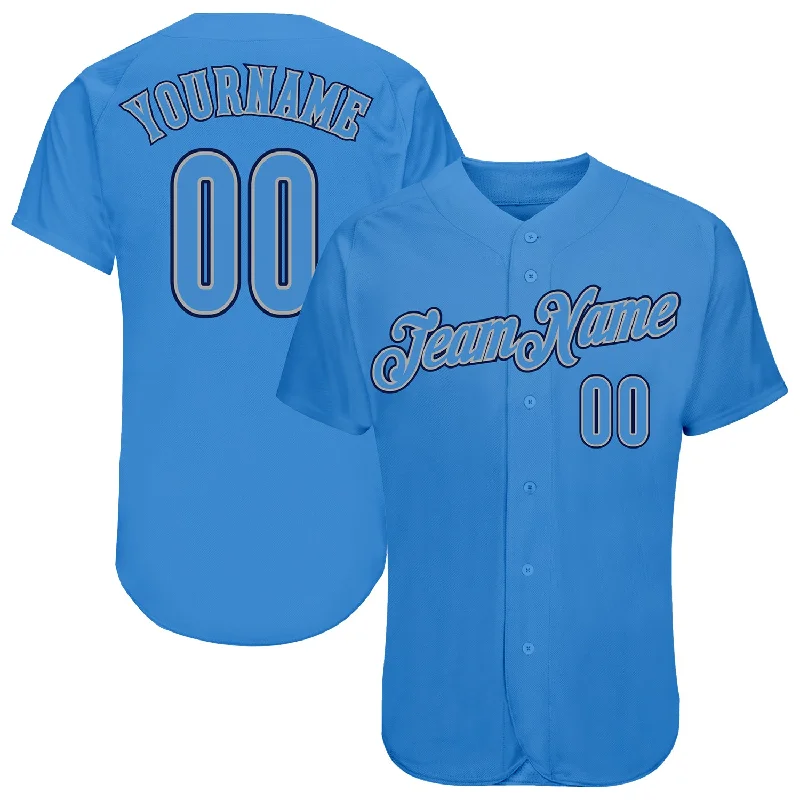 Baseball Jersey For Custom Team Apparel-Custom Powder Blue Powder Blue-Navy Authentic Baseball Jersey