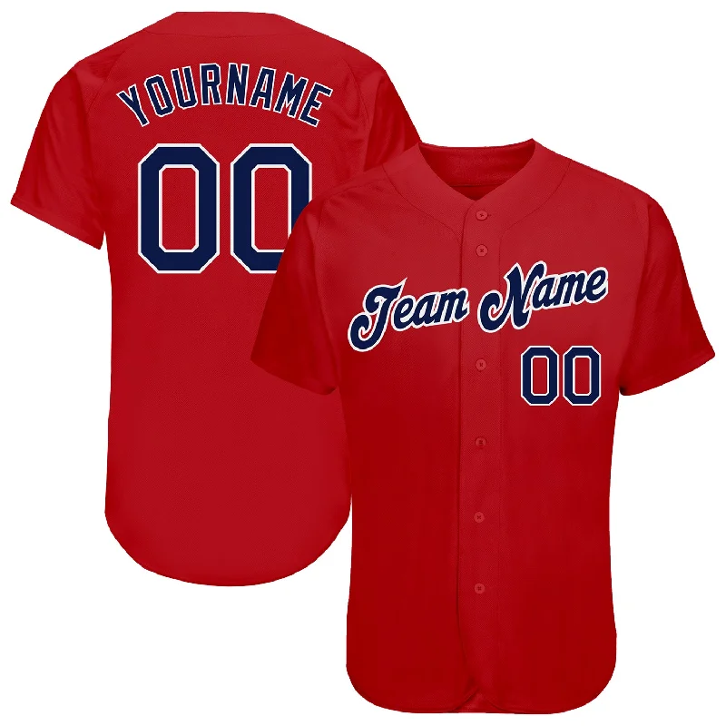 Baseball Jersey For Custom Group Orders-Custom Red Navy-White Authentic Baseball Jersey