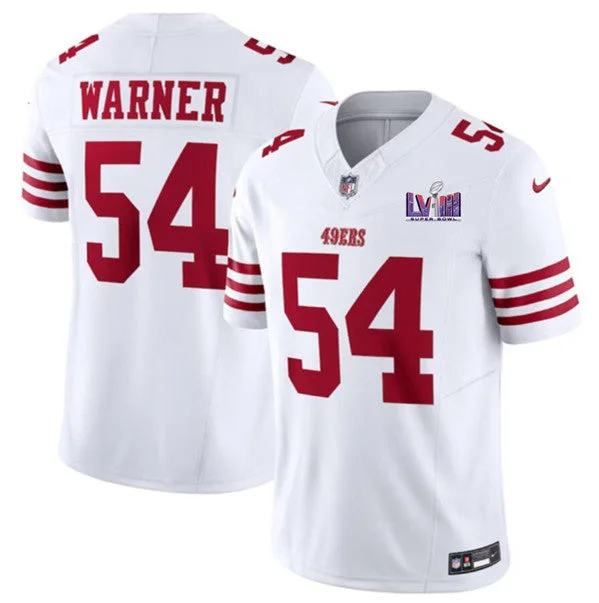 Football Jersey For Special Team Projects-Men's San Francisco 49ers #54 Fred Warner White 2024 F.U.S.E. Super Bowl LVIII Patch Vapor Untouchable Limited Football Stitched Jersey