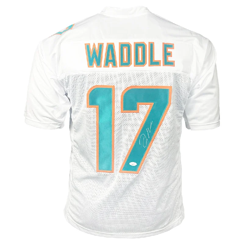 Rugby Jersey For Custom Team Uniforms-Jaylen Waddle Signed Miami White Football Jersey (JSA)