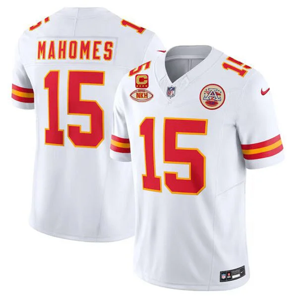 Football Jersey For Custom Fit and Comfort-Men’s Kansas City Chiefs #15 Patrick Mahomes White 2024 F.U.S.E. With "NKH" Patch And 4-star C Patch Vapor Untouchable Limited Football Stitched Jersey