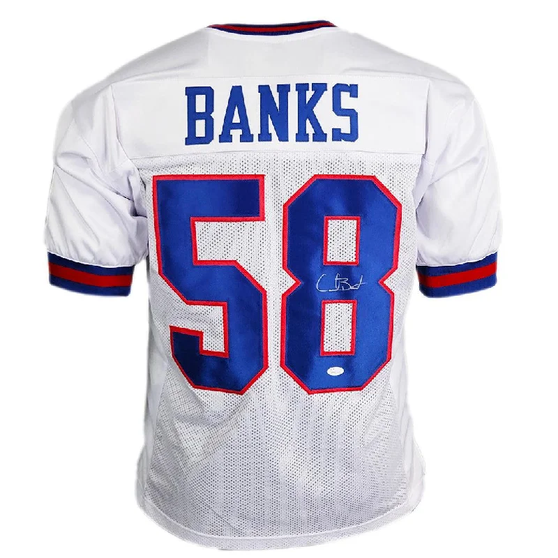 Rugby Jersey For Rugby Trainers-Carl Banks Signed New York White Football Jersey (JSA)