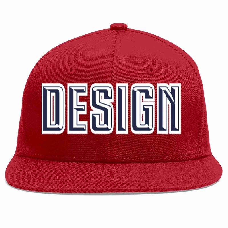 Baseball Cap With Classic Look-Custom Red Navy-White Flat Eaves Sport Baseball Cap Design for Men/Women/Youth