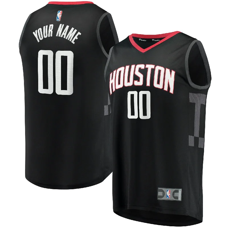 Basketball Jersey For Fun Sports Designs-Houston Rockets Branded Fast Break Custom Basketball Jersey - Statement Edition - Black