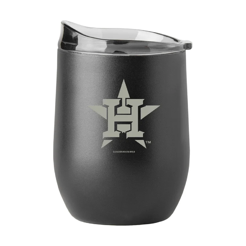 Team Mug For Custom Merchandise-Houston Astros GunMetal 16oz Black Powder Curved Beverage