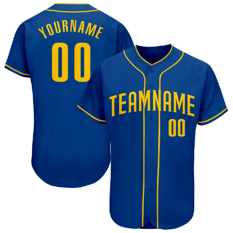 Baseball Jersey For Stylish Designs-Custom Royal Gold Authentic Baseball Jersey