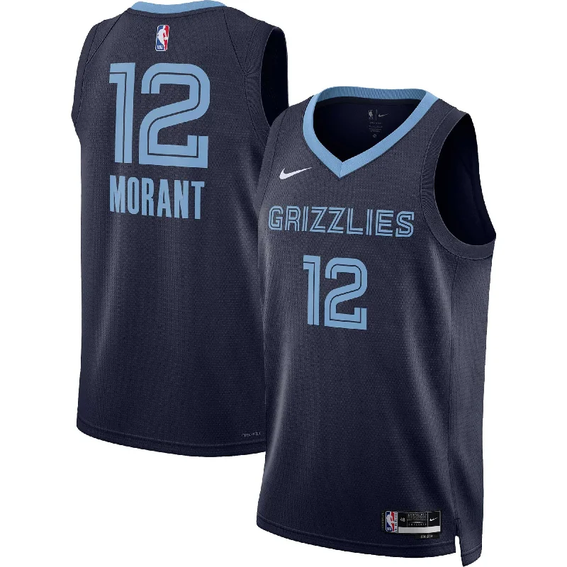 Custom Basketball Jersey For Bulk Orders-Ja Morant Memphis Grizzlies Unisex Swingman Basketball Jersey - Icon Edition - Navy