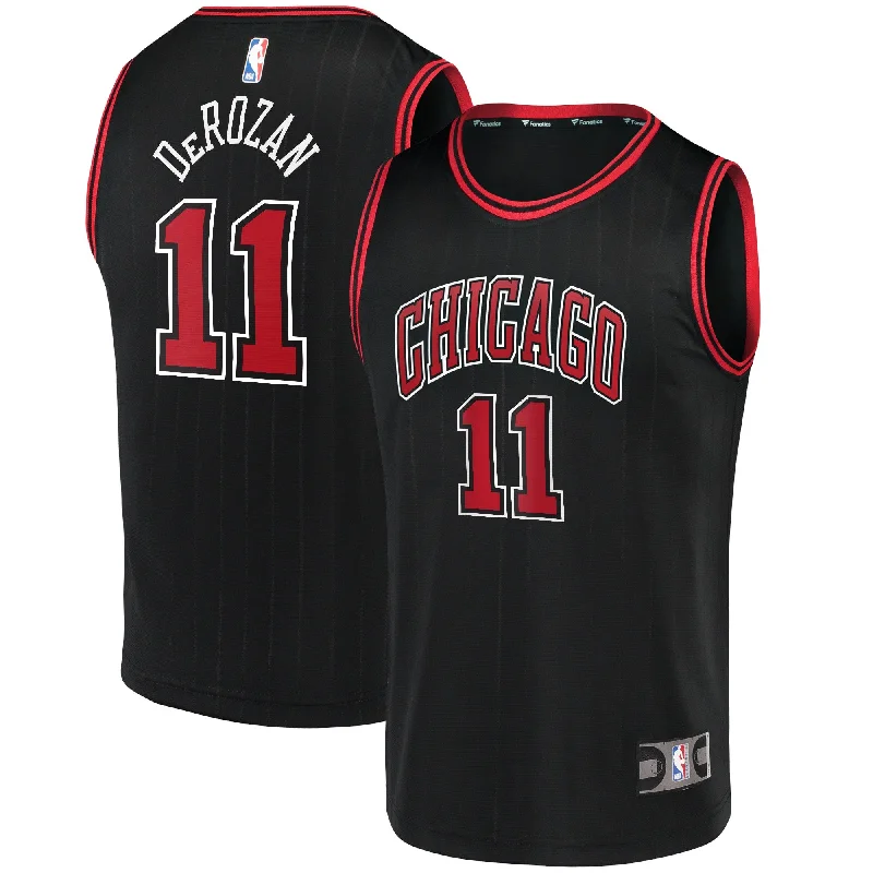 Basketball Jersey For Business Branding-Demar Derozan Chicago Bulls Branded Fast Break Player Basketball Jersey - Statement Edition - Black