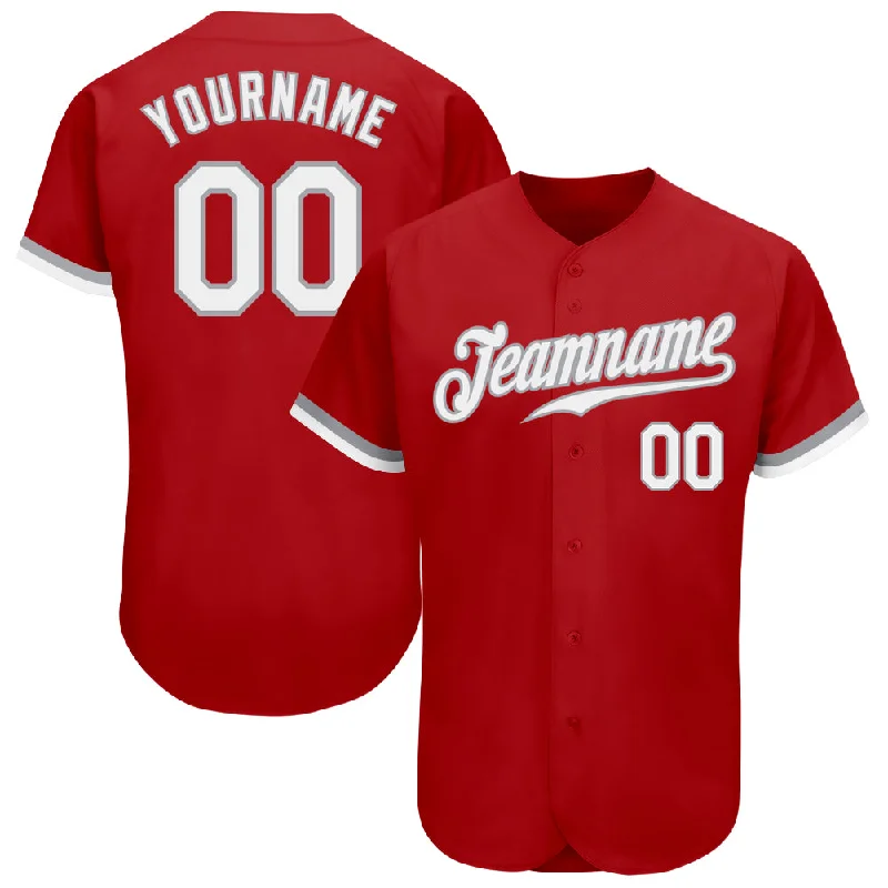 Baseball Jersey With Custom Team Apparel-Custom Red White-Gray Authentic Baseball Jersey