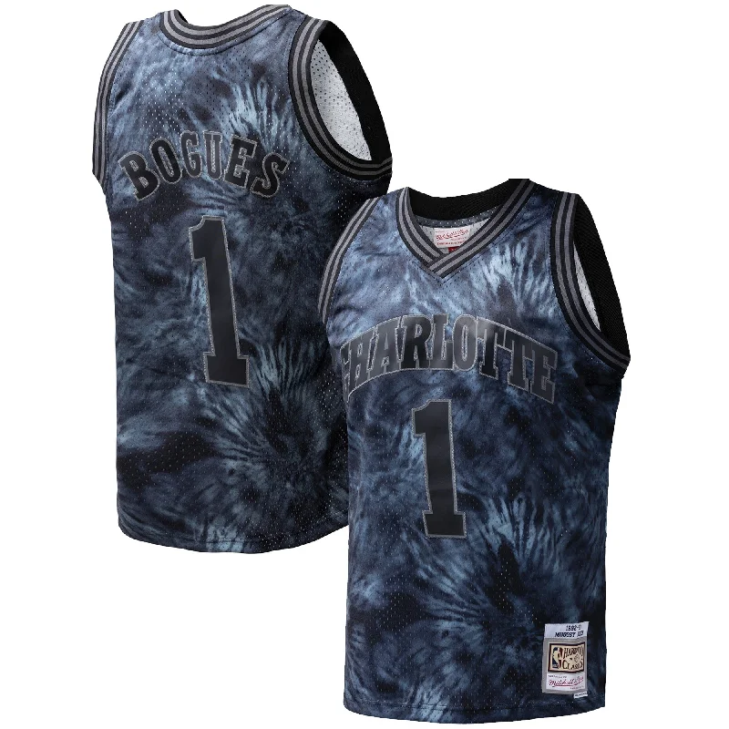 Basketball Jersey For Custom Family Gifts-Muggsy Bogues Charlotte Hornets Hardwood Classics 1992/93 Tie-dye Swingman Basketball Jersey - Black