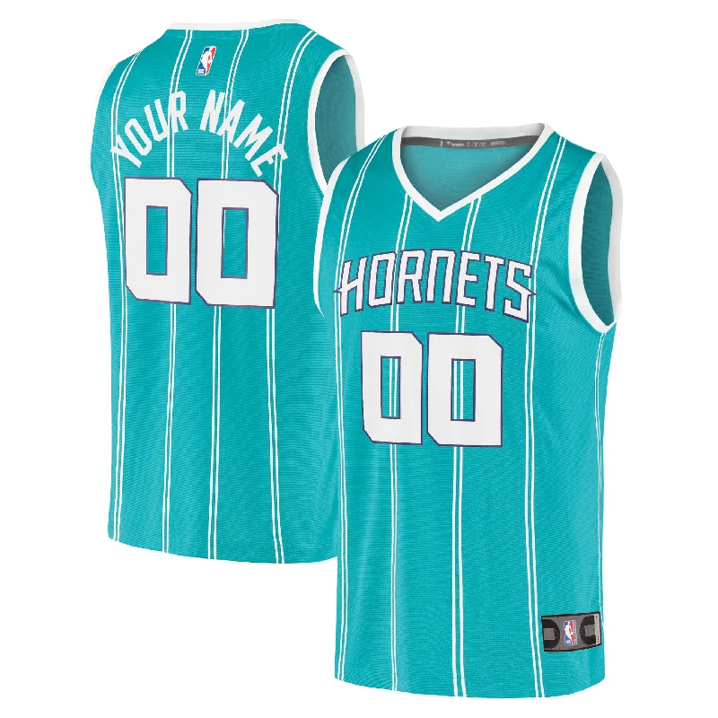 Basketball Jersey For High School Teams-Charlotte Hornets Branded Fast Break Custom Basketball Jersey - Icon Edition - Teal