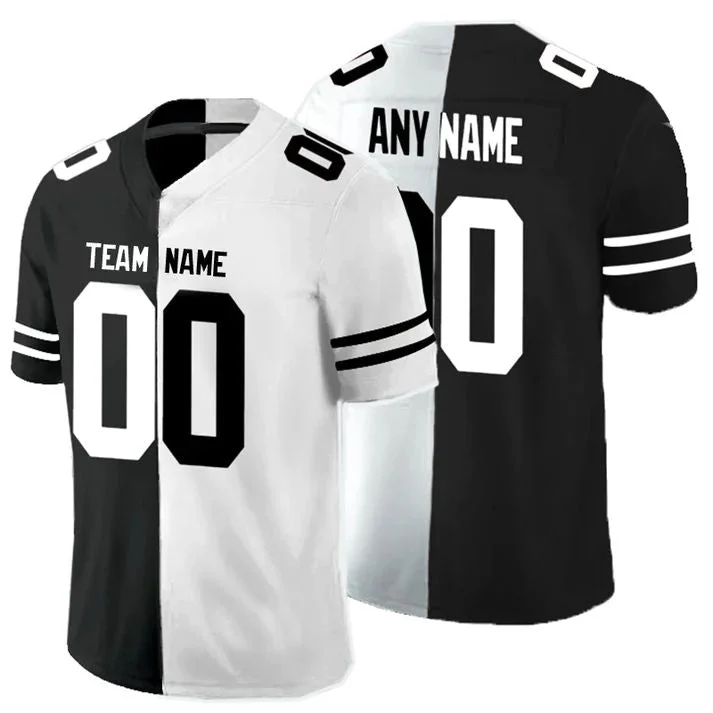 Rugby Jersey For Promotional Campaigns-Custom NE.Patriots Any Team Black And White Peaceful Coexisting  Stitched American Football Jerseys