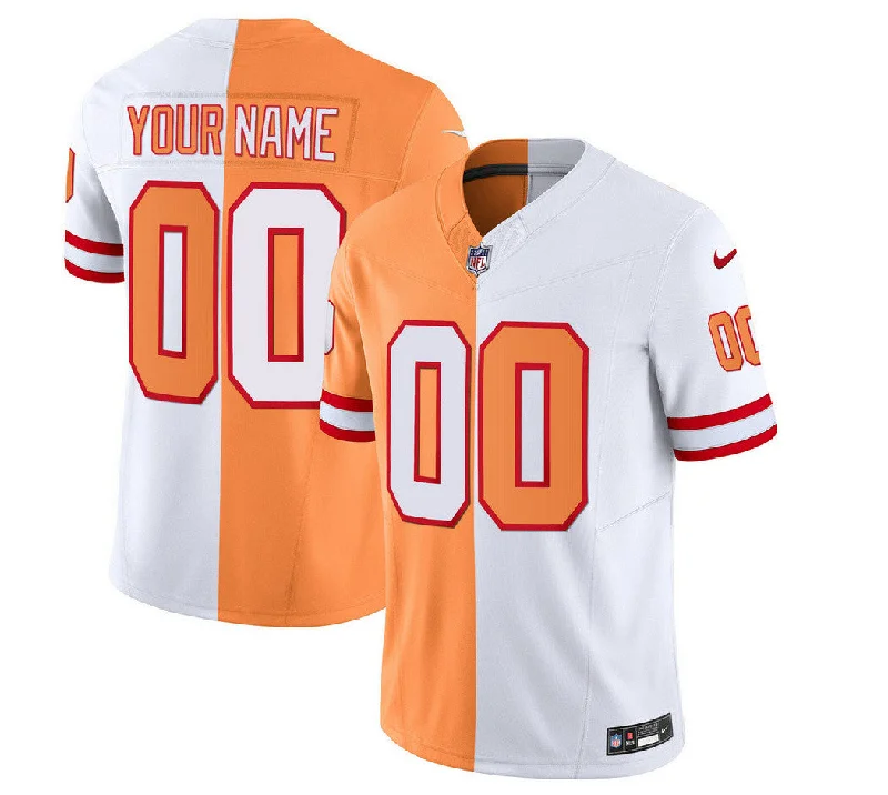 Football Jersey With Custom Colors-Men's Tampa Bay Buccaneers Active Player Custom 2023 F.U.S.E.White/Gold Split Throwback Limited Football Stitched Jersey