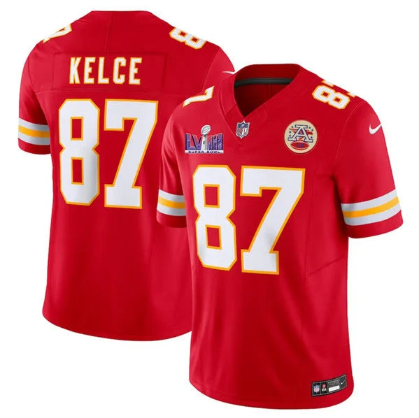 Football Jersey For Active Wear-Men’s Kansas City Chiefs #87 Travis Kelce Red F.U.S.E. Super Bowl LVIII Patch Vapor Untouchable Limited Football Stitched Jersey