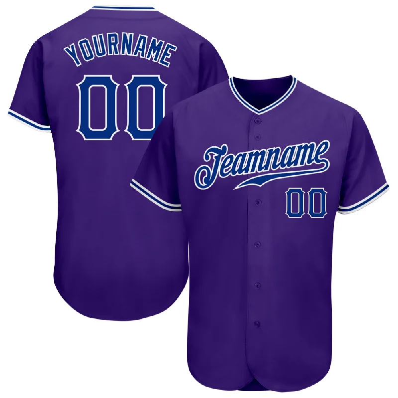 Baseball Jersey For Active Wear-Custom Purple Royal-White Authentic Baseball Jersey