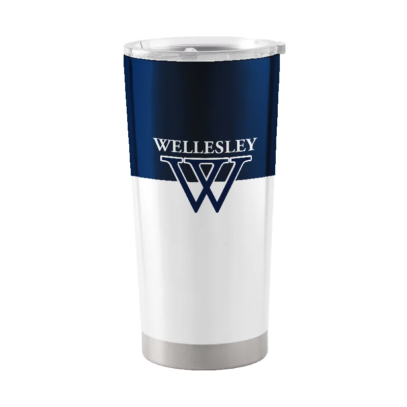 Team Mug With Team Name Embroidery-Wayne State 20oz Colorblock Stainless Tumbler