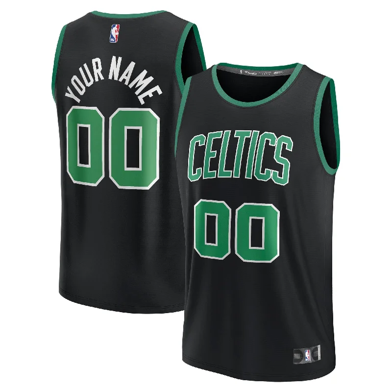 Basketball Jersey With Player Name and Number-Boston Celtics Branded Fast Break Custom Basketball Jersey - Statement Edition - Black