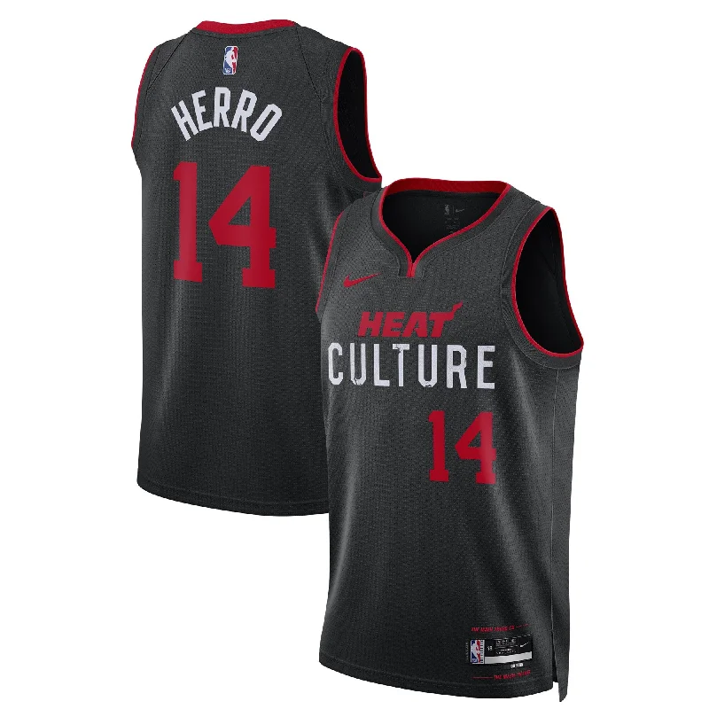 Basketball Jersey For Custom Text Design-Tyler Herro Miami Heat Unisex 2023/24 Swingman Basketball Jersey - Black - City Edition