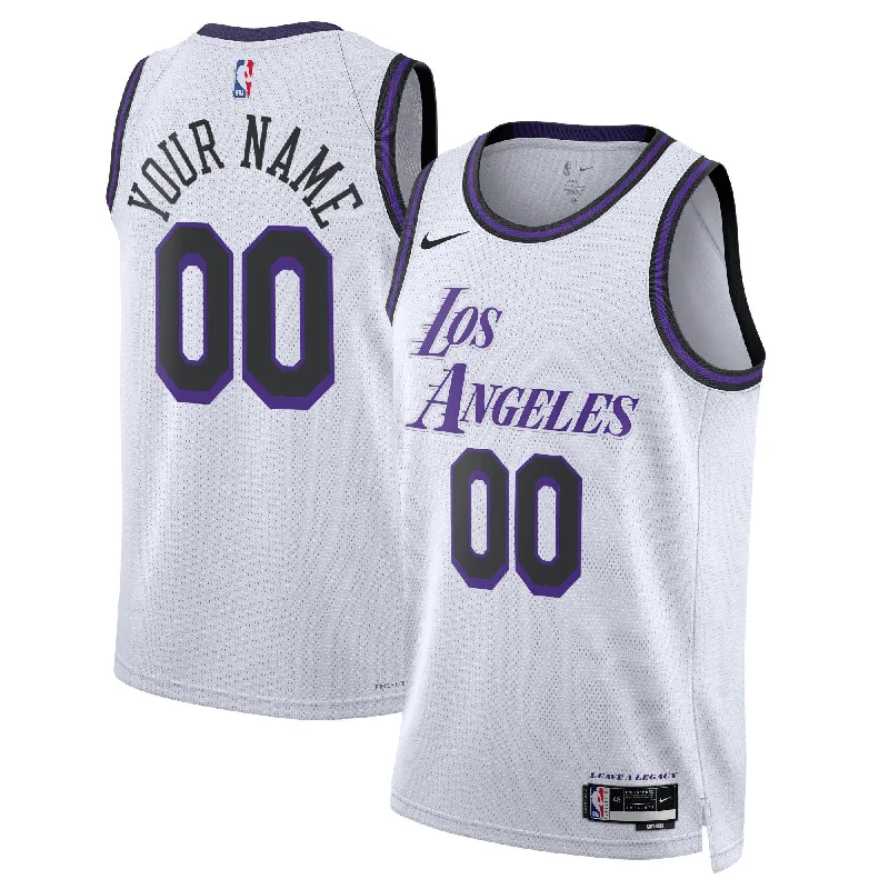 Custom Basketball Jersey-Los Angeles Lakers Unisex 2022/23 Swingman Custom Basketball Jersey - City Edition - White