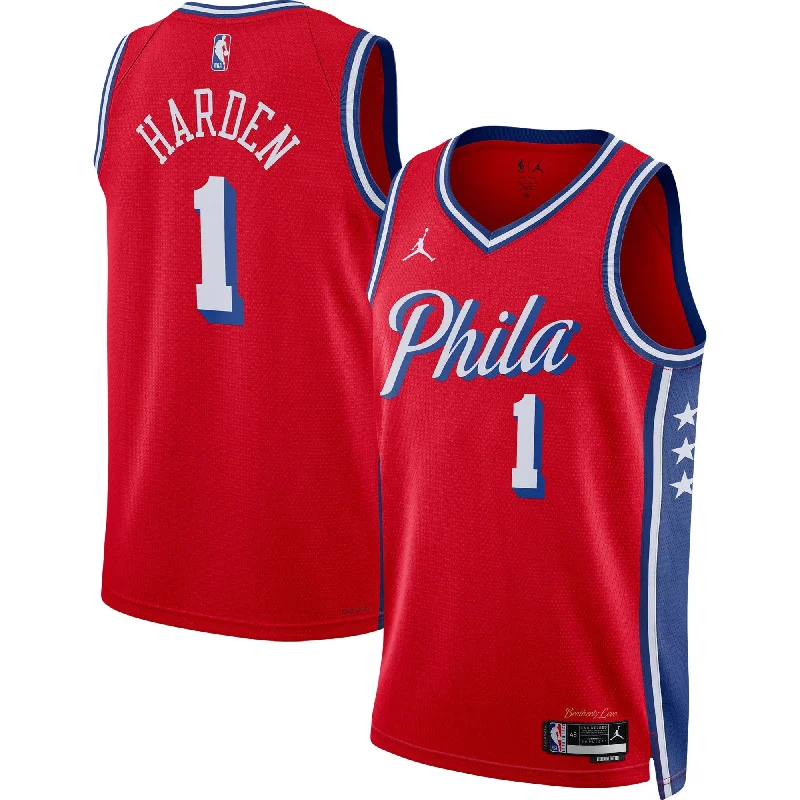 Basketball Jersey With Lightweight Fabric-James Harden Philadelphia 76ers Jordan Brand Unisex Swingman Basketball Jersey - Statement Edition - Red