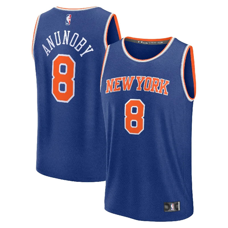 Basketball Jersey With Custom Collar-Og Anunoby New York Knicks Branded Fast Break Player Basketball Jersey - Icon Edition - Royal