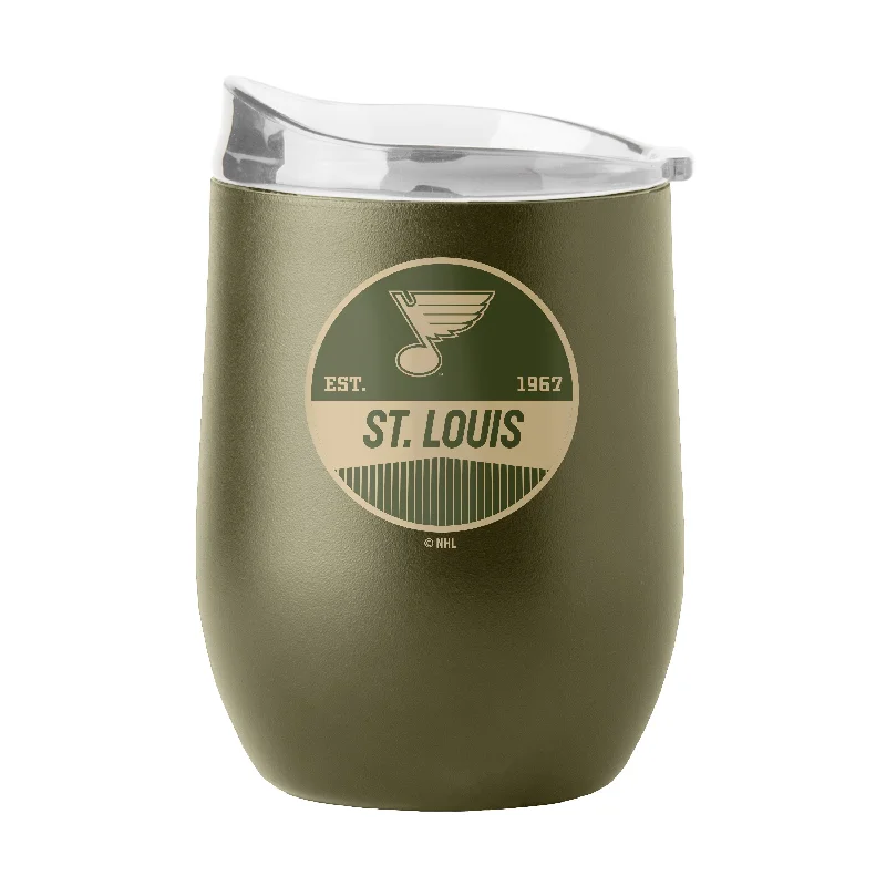 Custom Team Mug For Year-End Gifts-St Louis Blues 16oz Badge Powder Coat Curved Bev