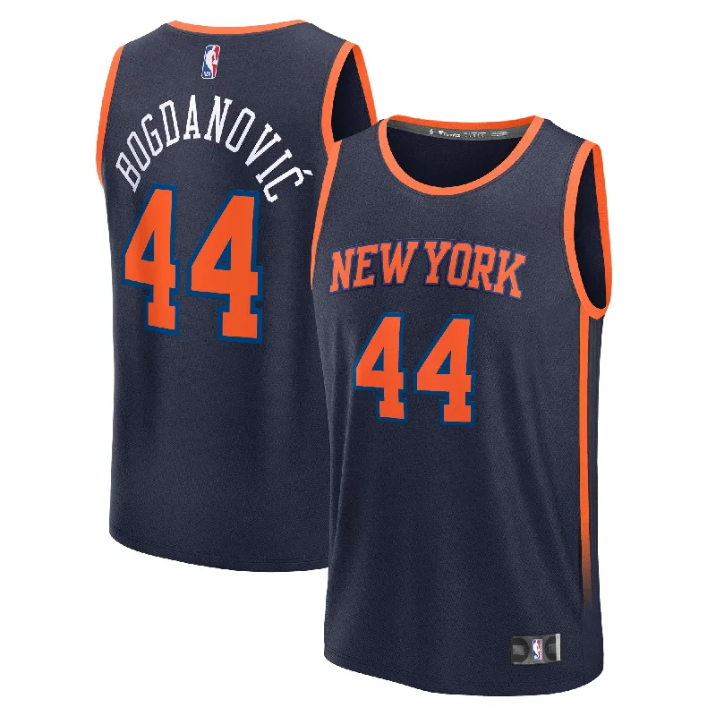 Custom Basketball Jersey-Bojan Bogdanovic New York Knicks Branded Fast Break Player Basketball Jersey - Statement Edition - Navy