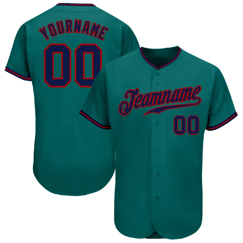 Baseball Jersey For Alumni Apparel-Custom Teal Navy-Red Authentic Baseball Jersey