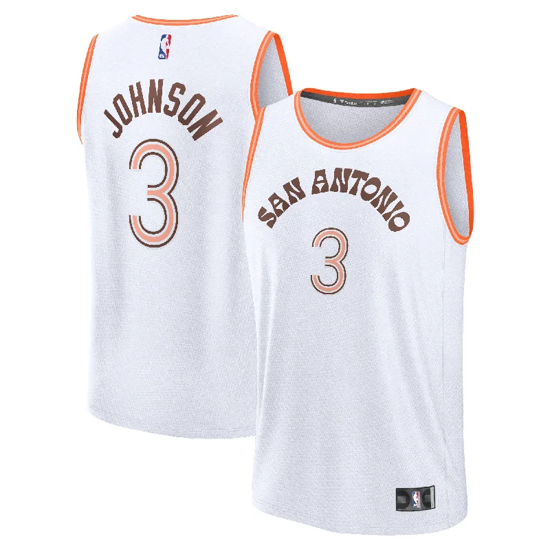 Basketball Jersey With Custom Club Logos-Keldon Johnson San Antonio Spurs Branded Fast Break Basketball Jersey - White - City Edition