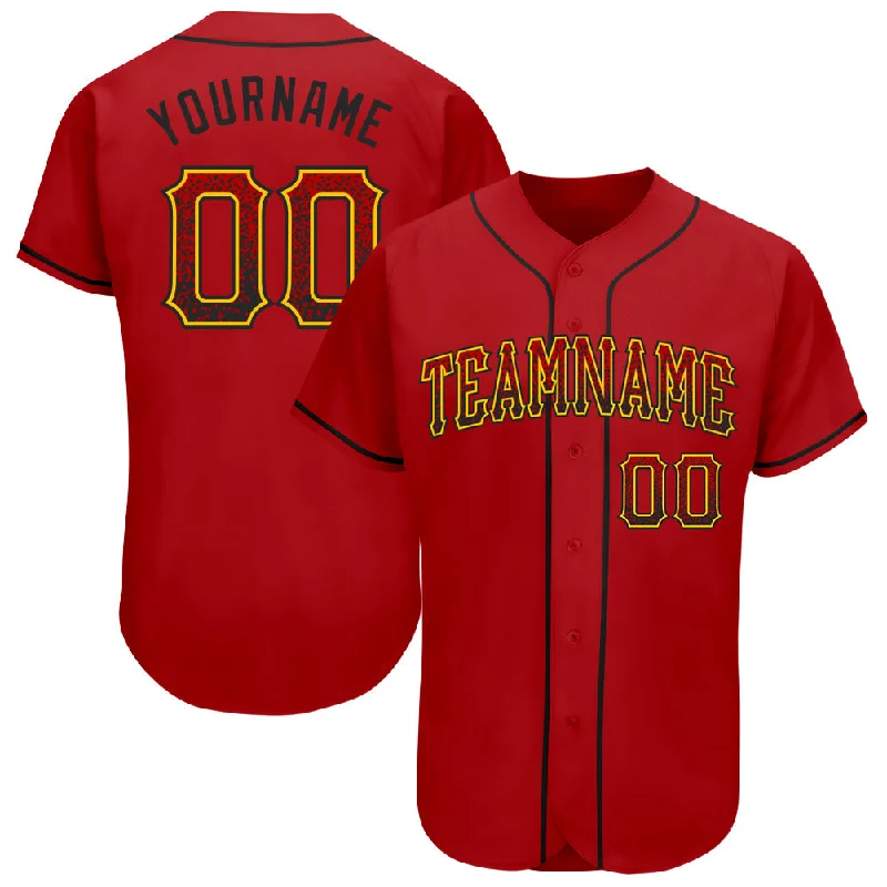 Baseball Jersey For Personalized Gifts-Custom Red Black-Gold Authentic Drift Fashion Baseball Jersey