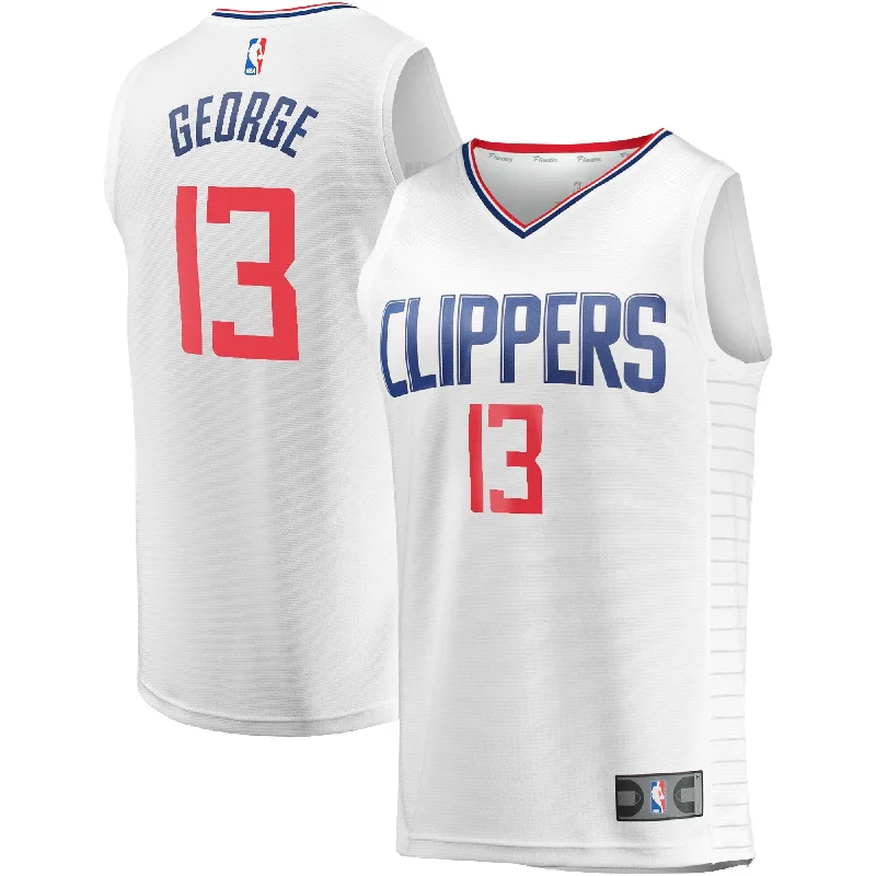 Basketball Jersey For Casual Wear-Paul George La Clippers Branded Fast Break Player Basketball Jersey - Association Edition - White