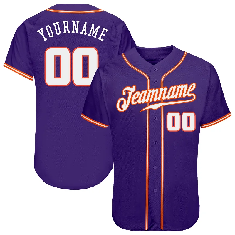 Baseball Jersey For College Apparel-Custom Purple White-Orange Authentic Baseball Jersey