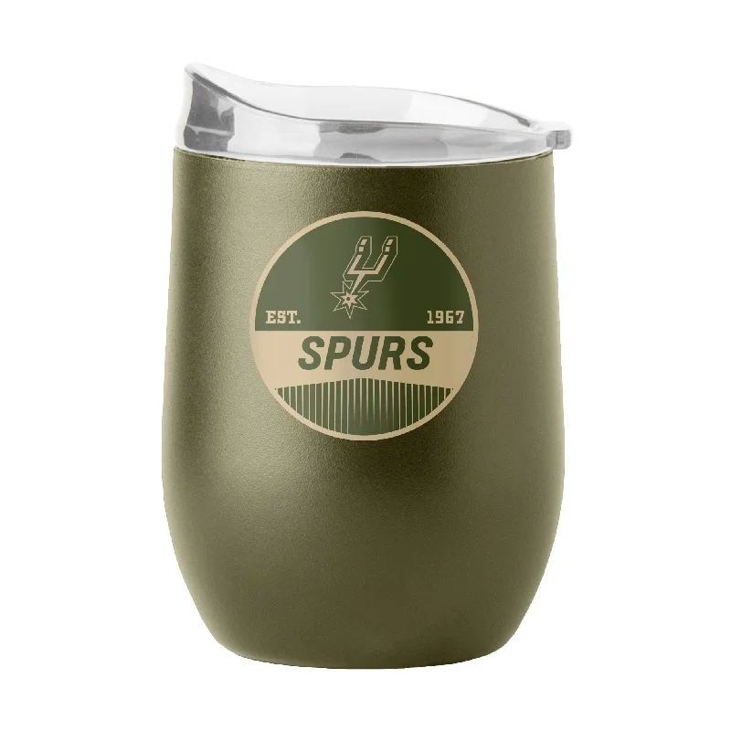 Custom Team Mug For Team Apparel Sets-San Antonio Spurs 16oz Badge Powder Coat Curved Beverage