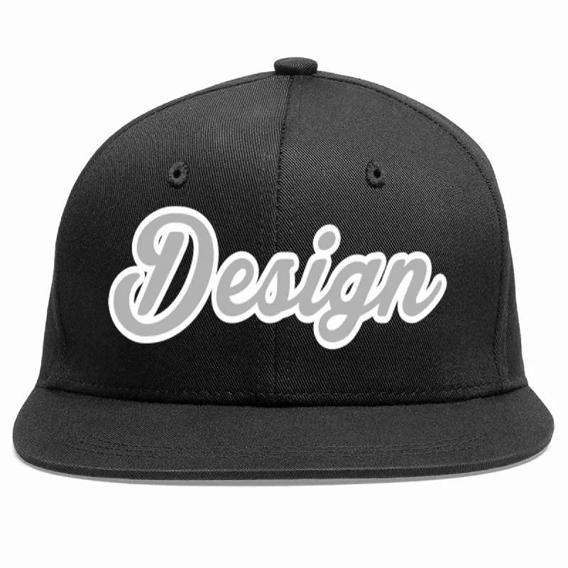 Baseball Cap For Corporate Wear-Custom Black Gray-White Flat Eaves Sport Baseball Cap Design for Men/Women/Youth