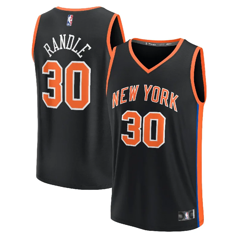 Basketball Jersey For High School Teams-Julius Randle New York Knicks Branded Fastbreak Basketball Jersey - City Edition - Black