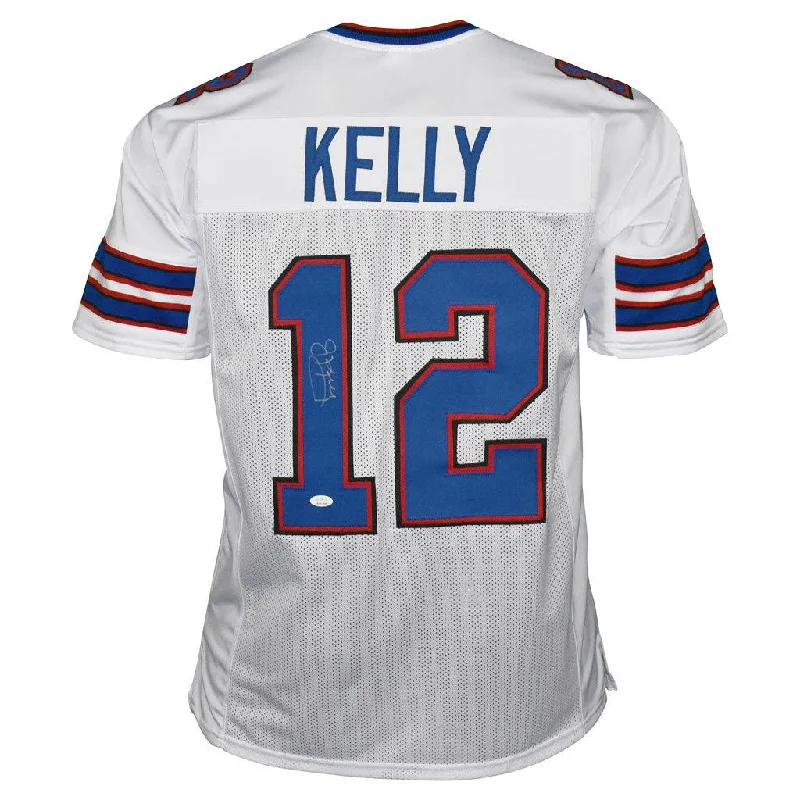 Rugby Jersey With Custom Fitting Options-Jim Kelly Signed Buffalo Pro White Football Jersey (Beckett)