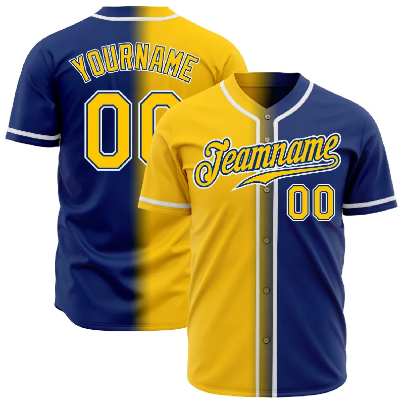 Baseball Jersey For Custom Orders-Custom Royal Yellow-White Authentic Gradient Fashion Baseball Jersey