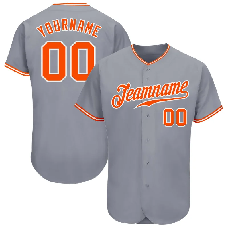 Baseball Jersey For Baseball Celebrations-Custom Gray Orange-White Authentic Baseball Jersey