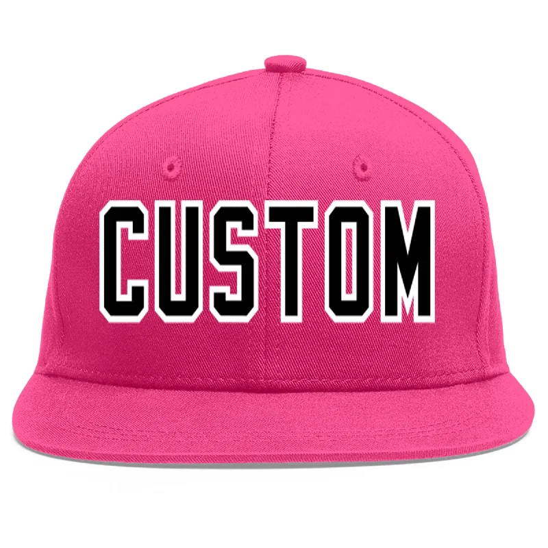 Baseball Cap For Signature Collection-Custom Rose Red Black-White Flat Eaves Sport Baseball Cap