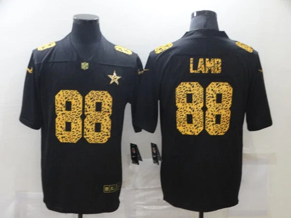 Football Jersey With Printed Team Names-Men's Dallas Cowboys #88 CeeDee Lamb 2020 Black Leopard Print Fashion Limited Football Stitched Jersey