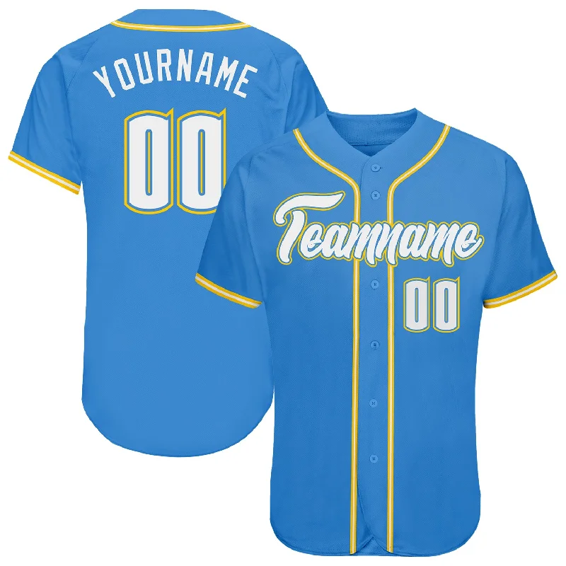 Baseball Jersey For Merchandise Collections-Custom Powder Blue White-Gold Authentic Baseball Jersey