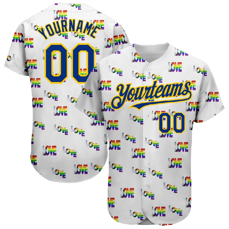 Baseball Jersey For Baseball Fans-Custom Rainbow For Pride Month Love Is Love LGBT 3D Authentic Baseball Jersey