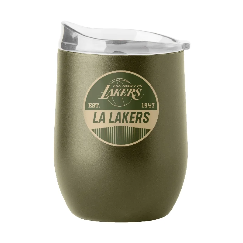 Team Mug For Custom Family Apparel-Los Angeles Lakers 16oz Badge Powder Coat Curved Beverage