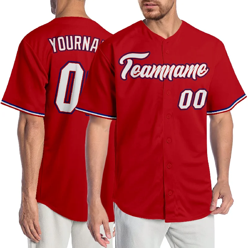 Baseball Jersey For Baseball Fans Apparel-Custom Red White-Royal Authentic Baseball Jersey